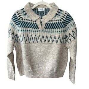 Greylin Nordic Fair Isle Collared Sweater, Size M